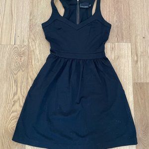 Cynthia Rowley V Neck Black Mini Dress w/exposed back zip